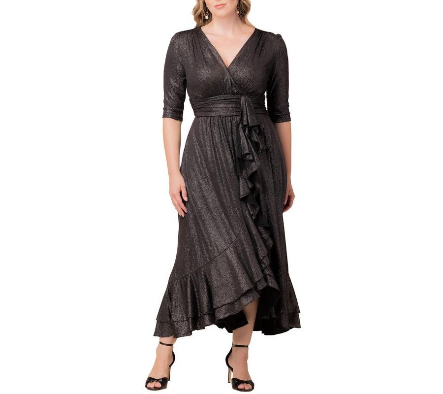 

Вечернее платье большого размера с блестками и оборками Kiyonna, Silver starlight