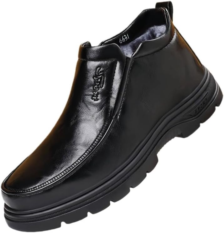 

Теплые туфли на высоком подъеме с застежкой без шнурков, из премиальных материалов с утолщенной флисовой подкладкой Minlaidian, черный