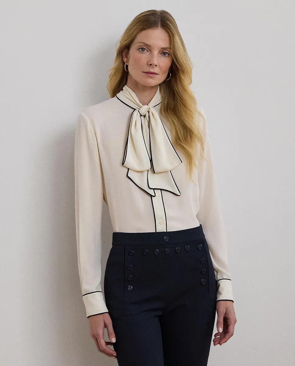 

Женская блуза с длинным рукавом и бантом Lauren Ralph Lauren, естественный