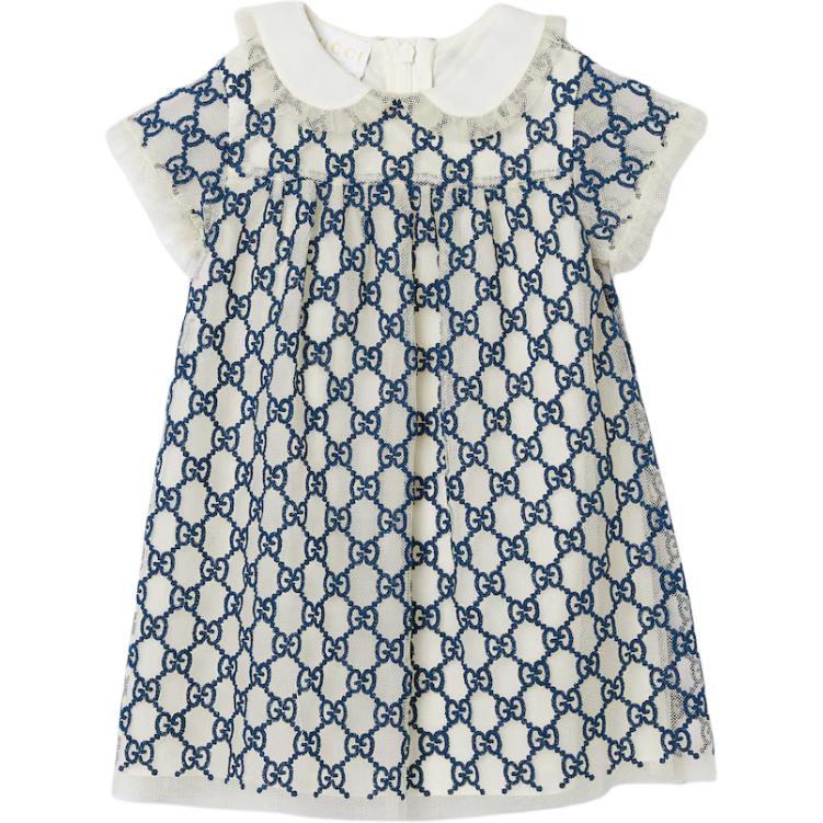 

Женское платье с отложным воротником, средней длины Gucci, синий белый