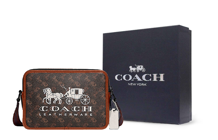 

COACH Кожаная камера через плечо средний размер мужская темно-коричневая