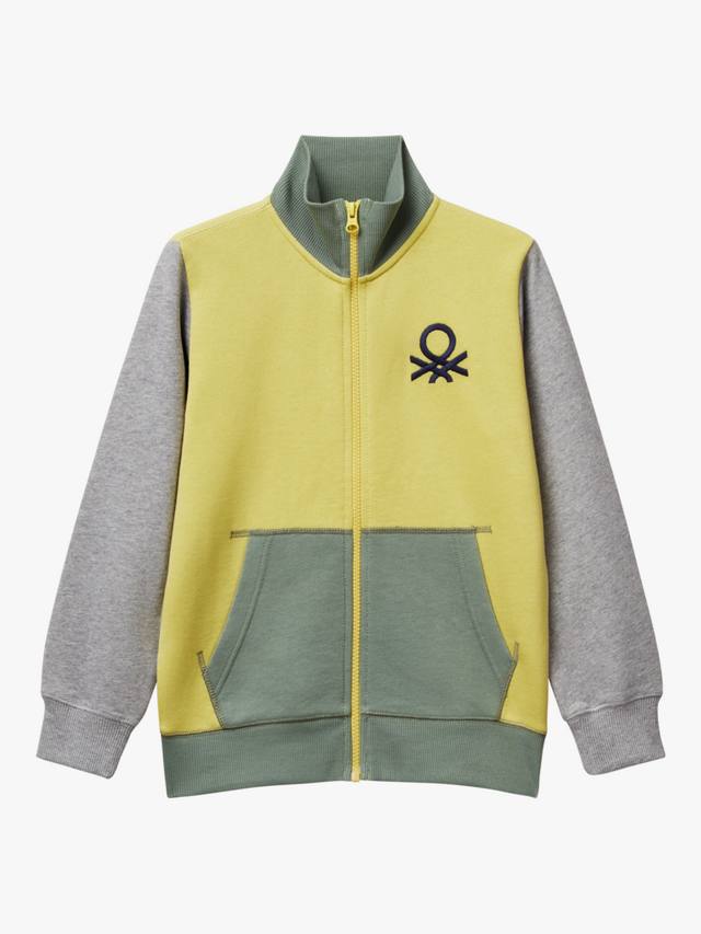 

Детская хлопковая худи с цветными блоками и молнией Benetton, Multi