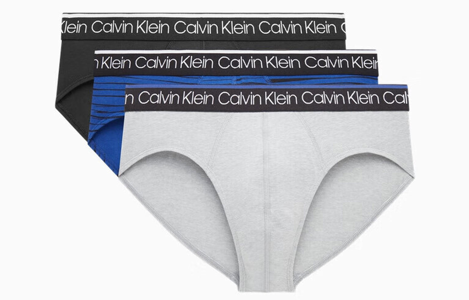 Кальсоны мужские CALVIN KLEIN комплект из 3 штук (чёрный, синий, чёрный с акцентом) — фото 3