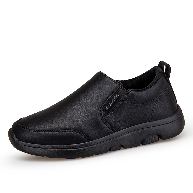 

Мужские повседневные туфли без застежек RONGSHI, Black Fleece-Lined