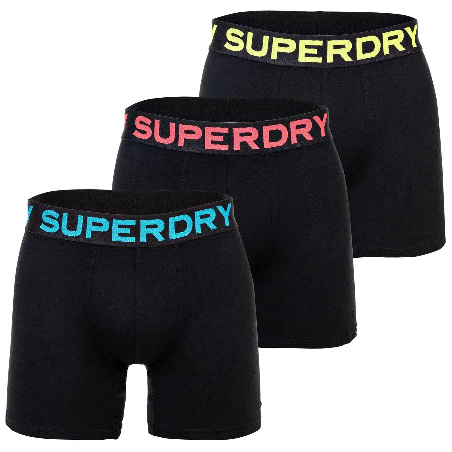 Боксеры 3шт, хлопок Superdry, черный/синий/желтый