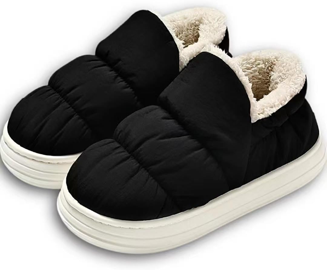 

Стеганые домашние тапочки-пуховики с полным покрытием стопы, ультрамягкой хлопковой подкладкой, флисовой подкладкой и нескользящей подошвой, обеспечивающие комфорт и тепло в течение всего дня, подходят для женщин и мужчин Auraglor, черный