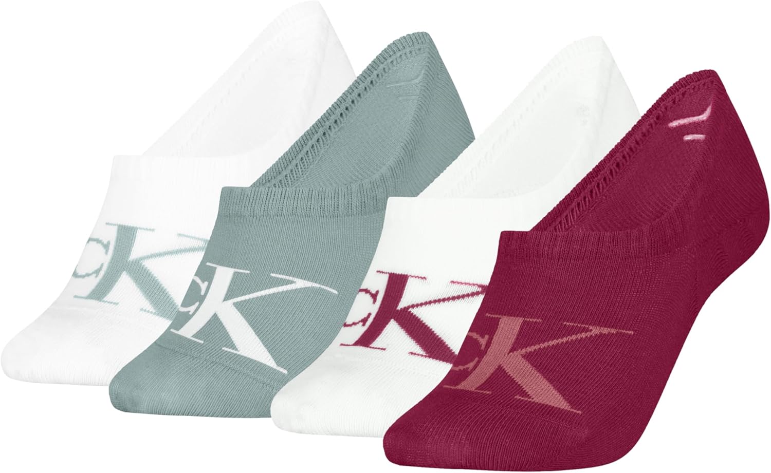 

Женские носки Calvin Klein Monogram Footie, Berry Red/Jade Green