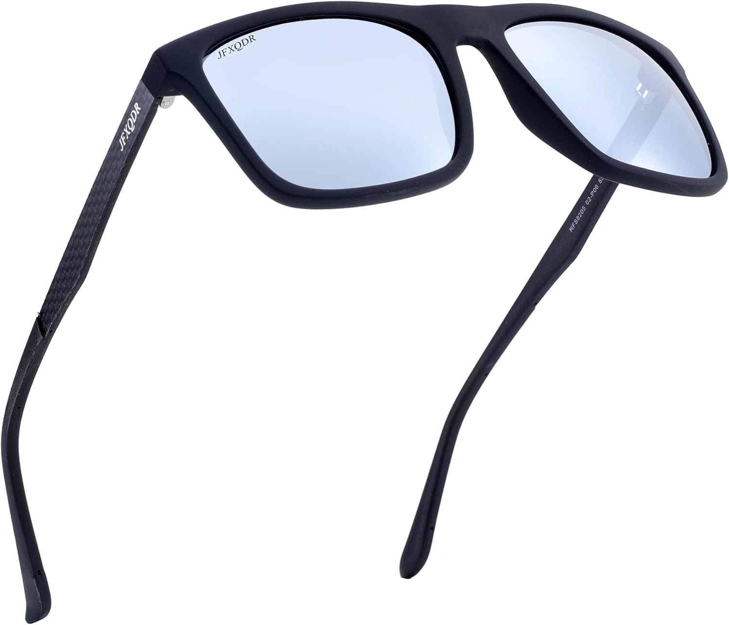 

Мужские поляризованные солнцезащитные очки, квадратная резиновая оправа, дужки из углеродного волокна, для рыбалки и вождения, защита от УФ-излучения RFS8205 JFXQDR, A1 - Black Frame Mirrored Silver Lens