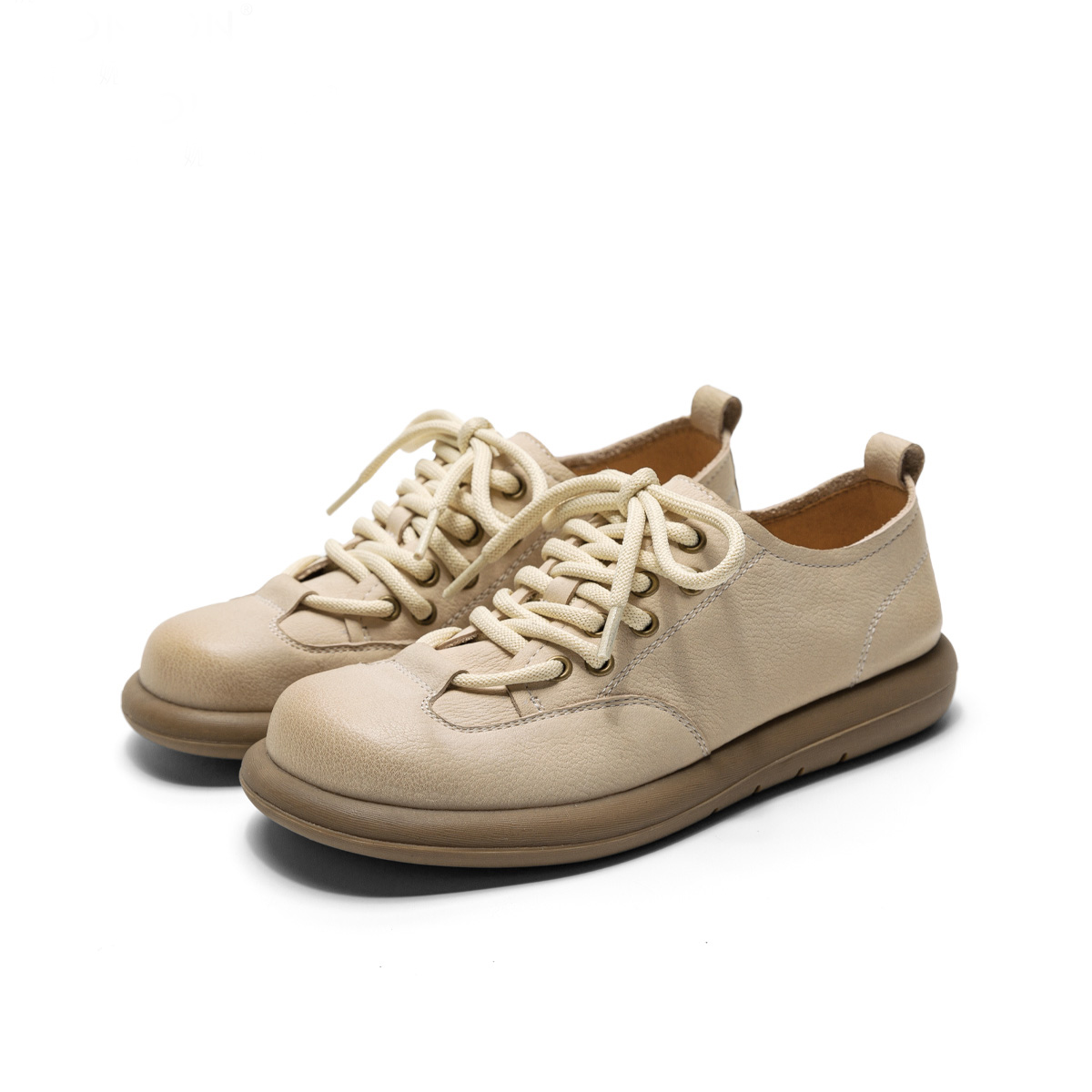 Женские лоферы Q.VONTON цвета кофе с молоком/экрю — фото 2