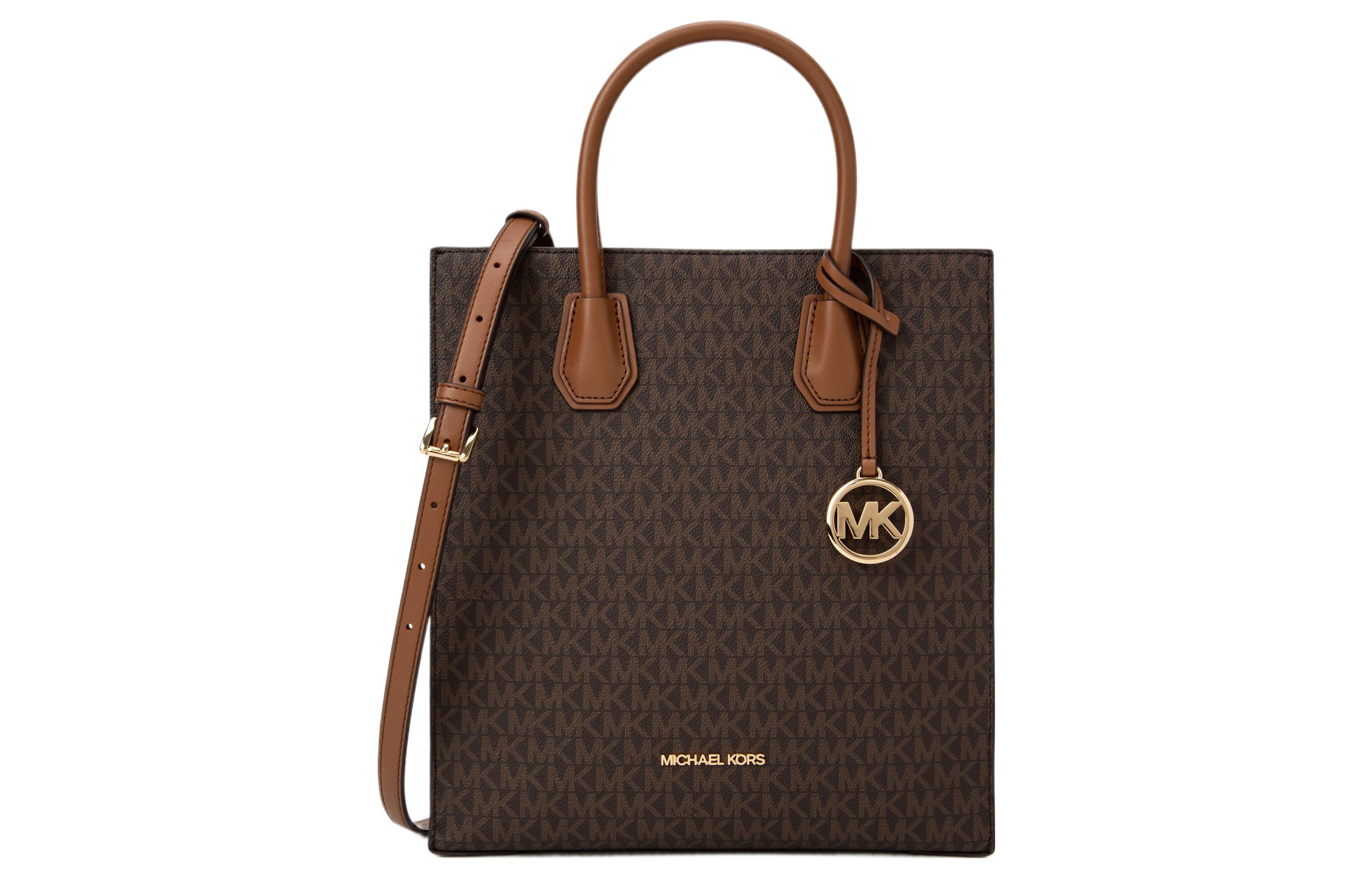 

Сумка-шоппер Mercer из кожи среднего размера для женщин, темно-коричневая MICHAEL KORS