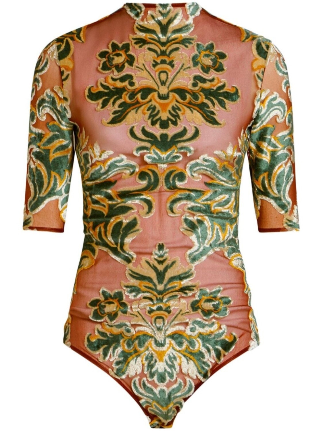 

Боди из тюля с жаккардовым узором ETRO, зеленый