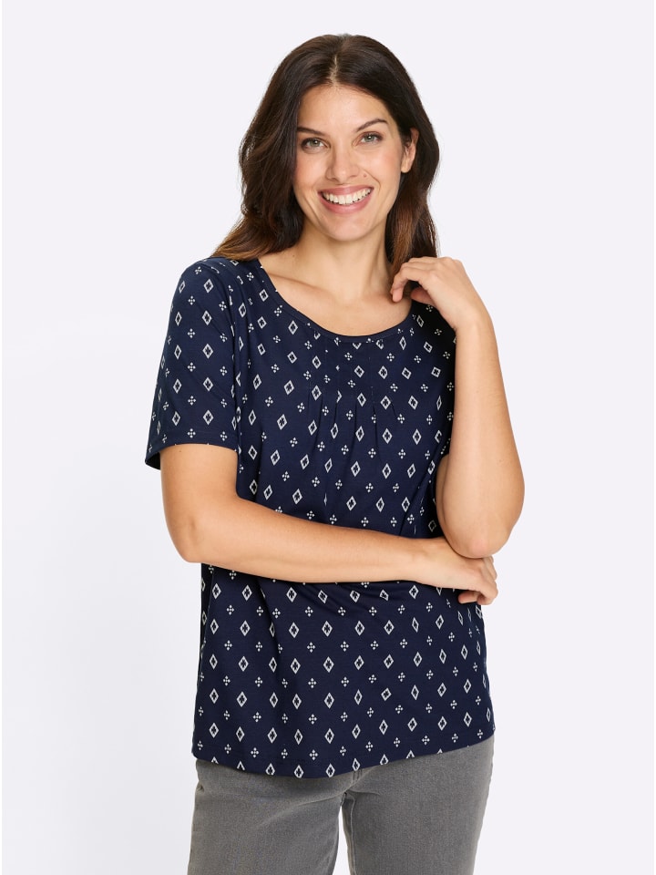 

Рубашка с короткими рукавами с принтом темно-синего и белого цветов Sieh an!