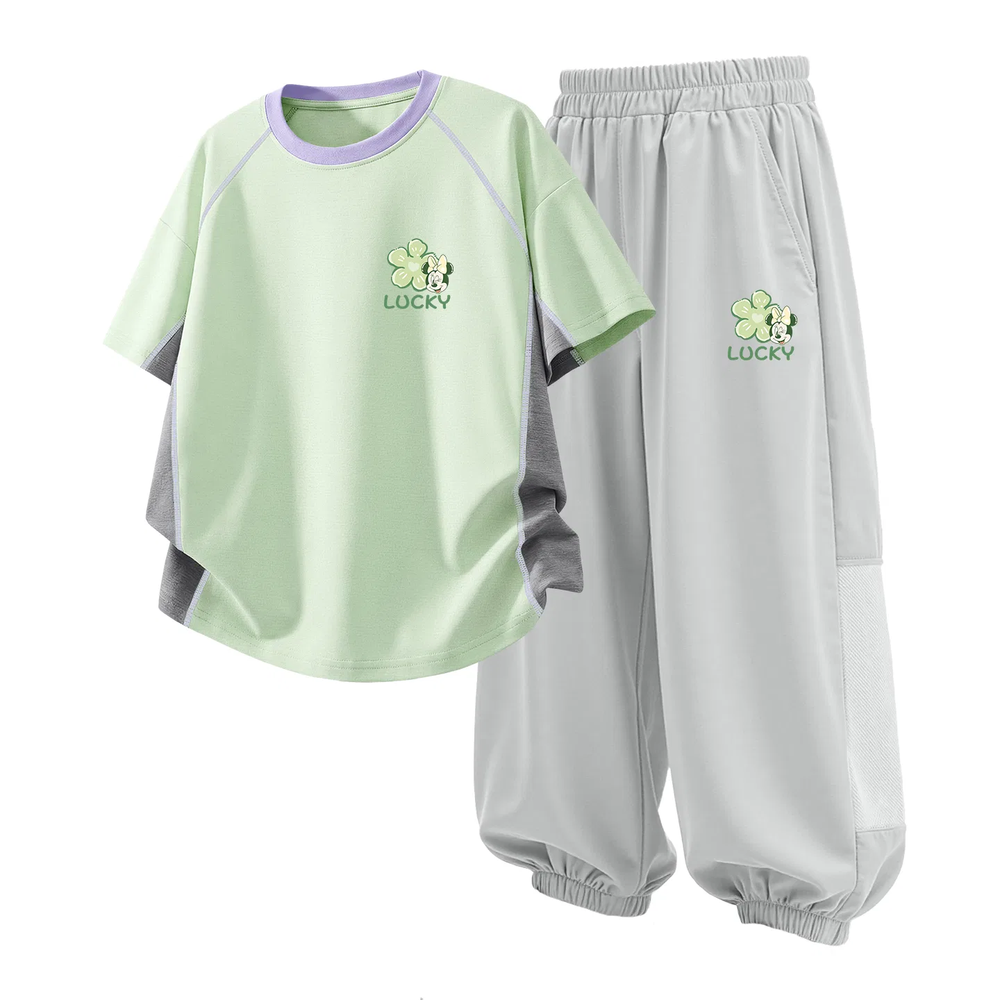 Детский спортивный костюм Casual Sportswear 2 Piece Set Disney, Di Lucky Clover K Green+Di Lucky Clover K Misty Gray