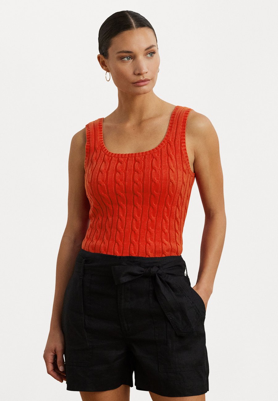 

Джемпер Lauren Ralph Lauren CABLE-KNIT SLEEVELESS SWEATER, Bright Vermilion/Orange