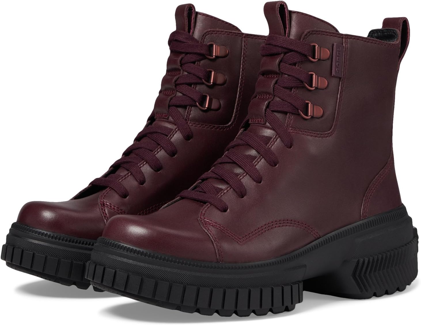 Ботинки женские SOREL ONA AVE Boot Lace кожаные водонепроницаемые, бордовый