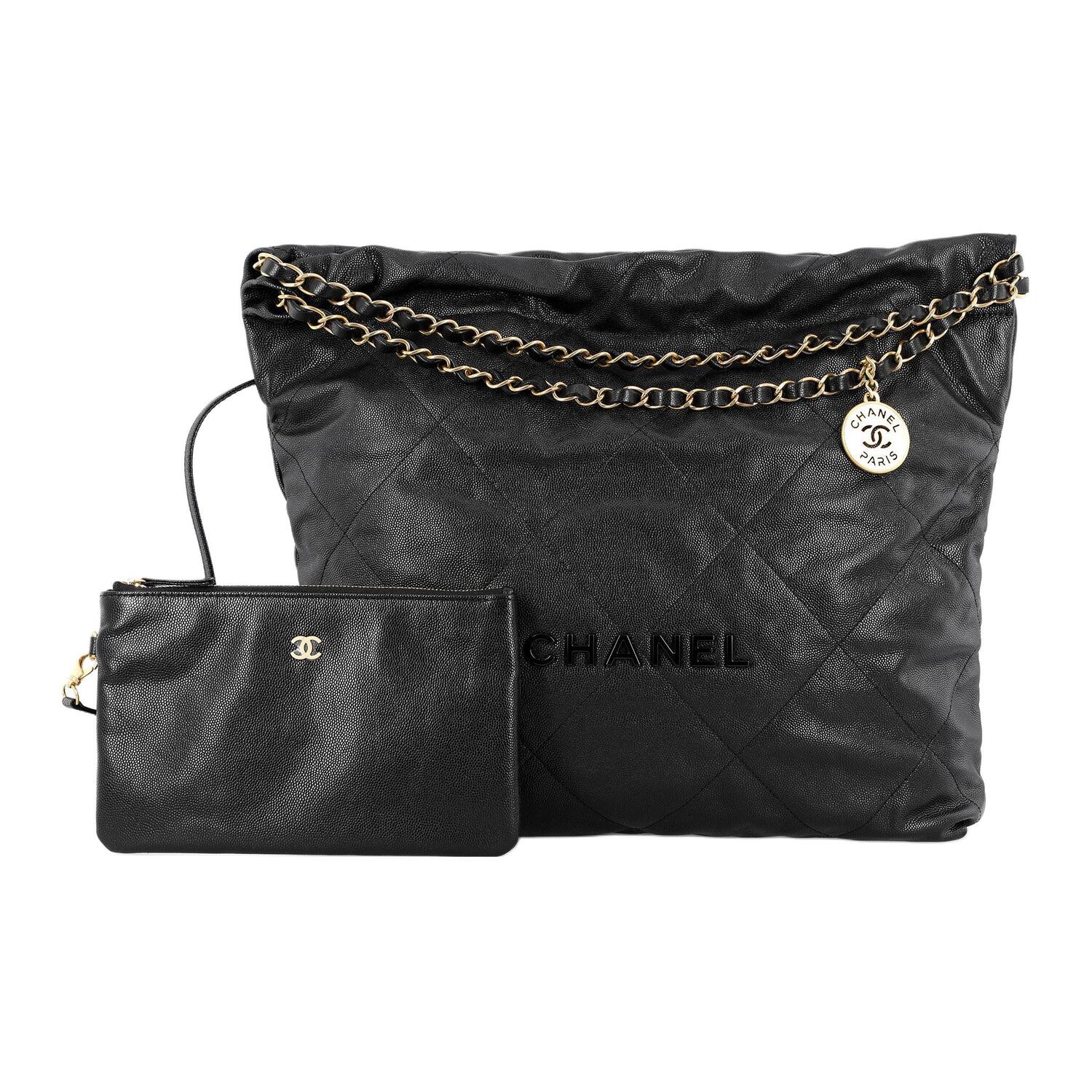 

CHANEL Сумка 22Bag Grain Cow Leather, ведро, средняя, женская, черная