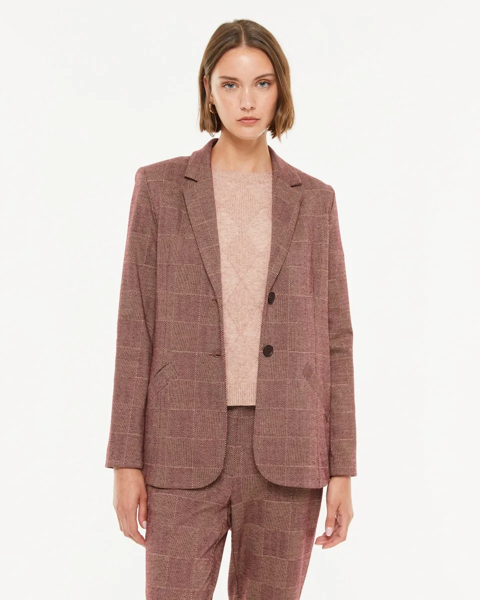 

Женский пиджак из трикотажа с клетчатым принтом Paz Torras, розовый