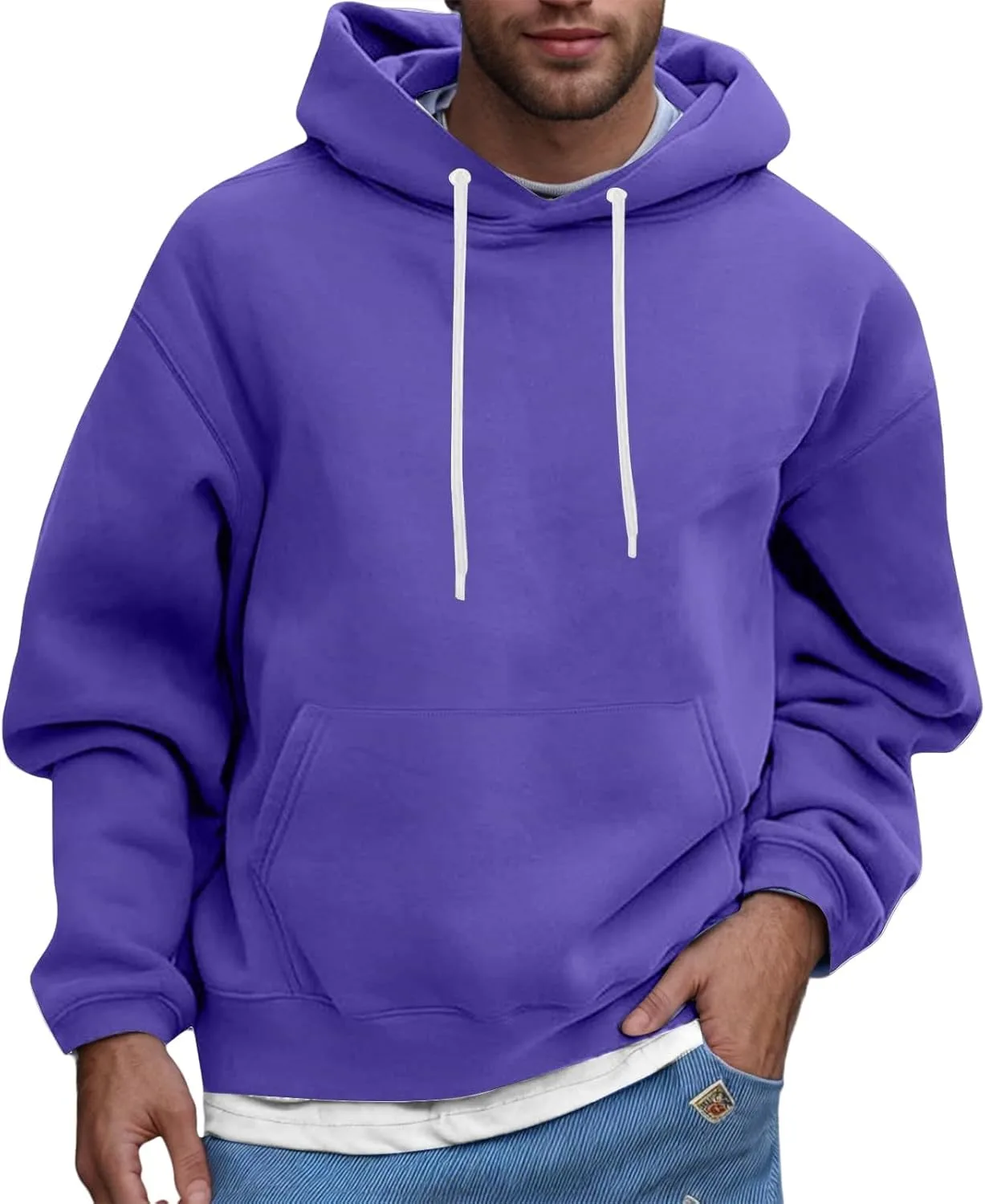 

Мужская толстовка с капюшоном на флисовой подкладке Sherpa, свободная, с карманом-кенгуру Wankang