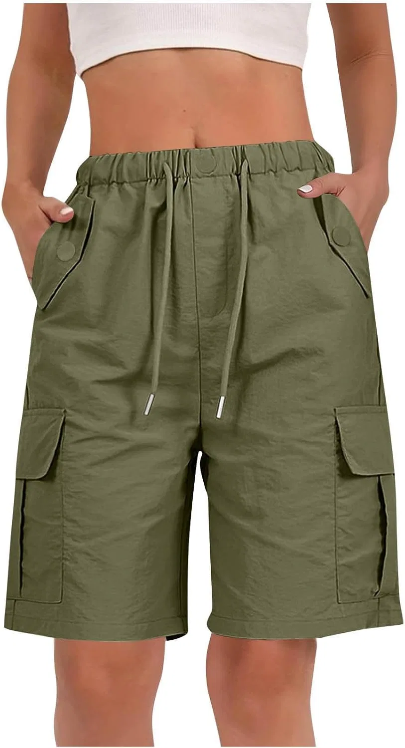 Шорты бермуды женские для походов, быстросохнущие, с карманами, Army Green