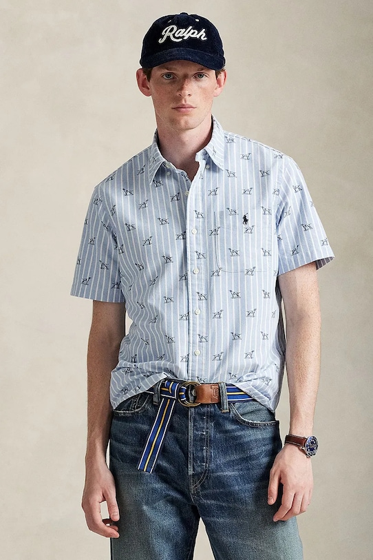 

Хлопковая рубашка Polo Ralph Lauren, темно-синий