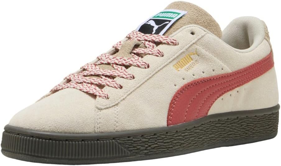 Мужские замшевые кроссовки PUMA с мягкой тканью и шнуровкой для повседневной носки - белые — фото 2
