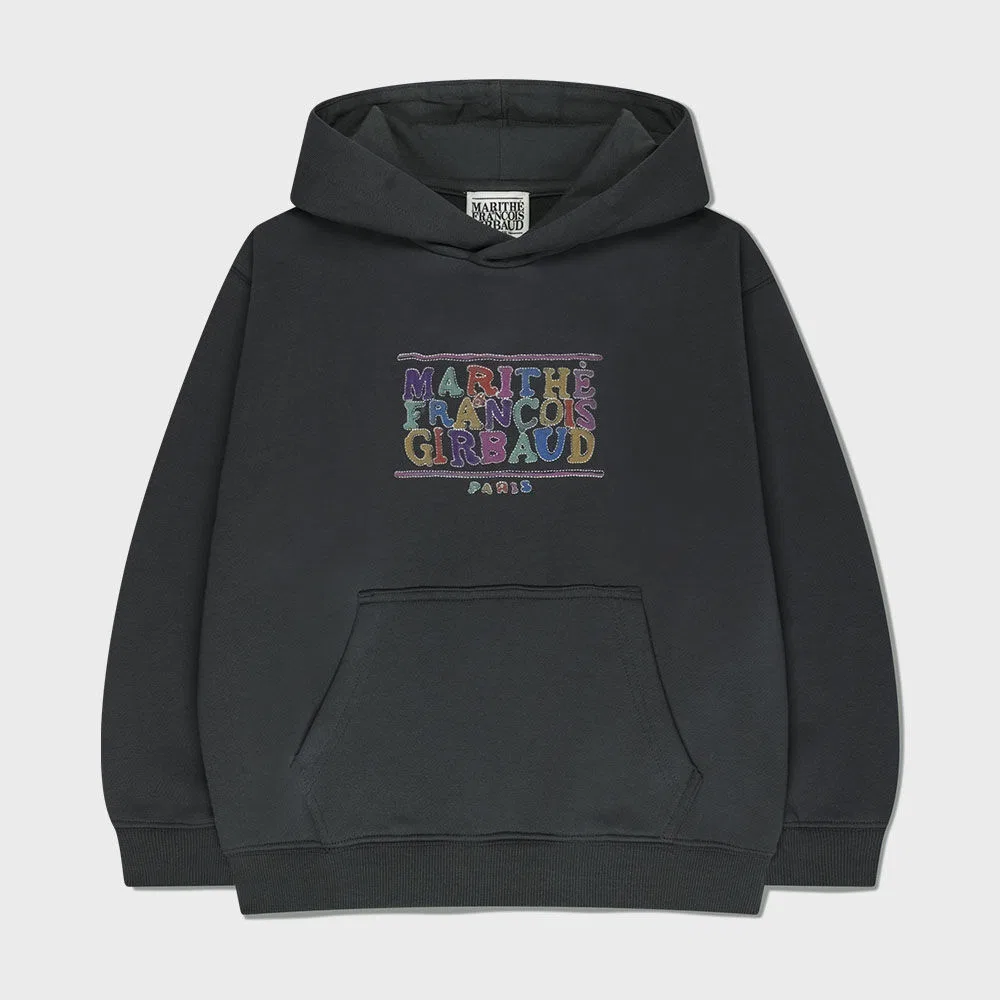 Детское худи с начёсом Doodle Classic Logo, угольное, от Marithé Kids — фото 2