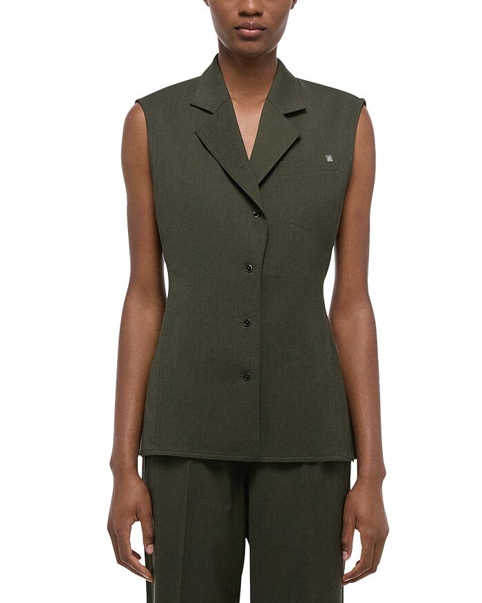 

Шерстяной жилет с воротником-стойкой Helmut Lang, зеленый