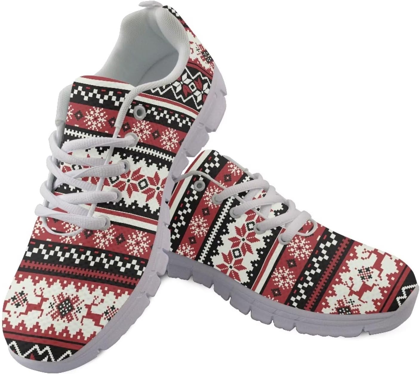 

Мужские кроссовки GIFTPUZZ для занятий спортом и бегом, дышащие сетчатые теннисные кроссовки с нескользящей подошвой, для тренировок в зале и путешествий, с мягкой нескользящей подошвой, Xmas Snowflake Deer