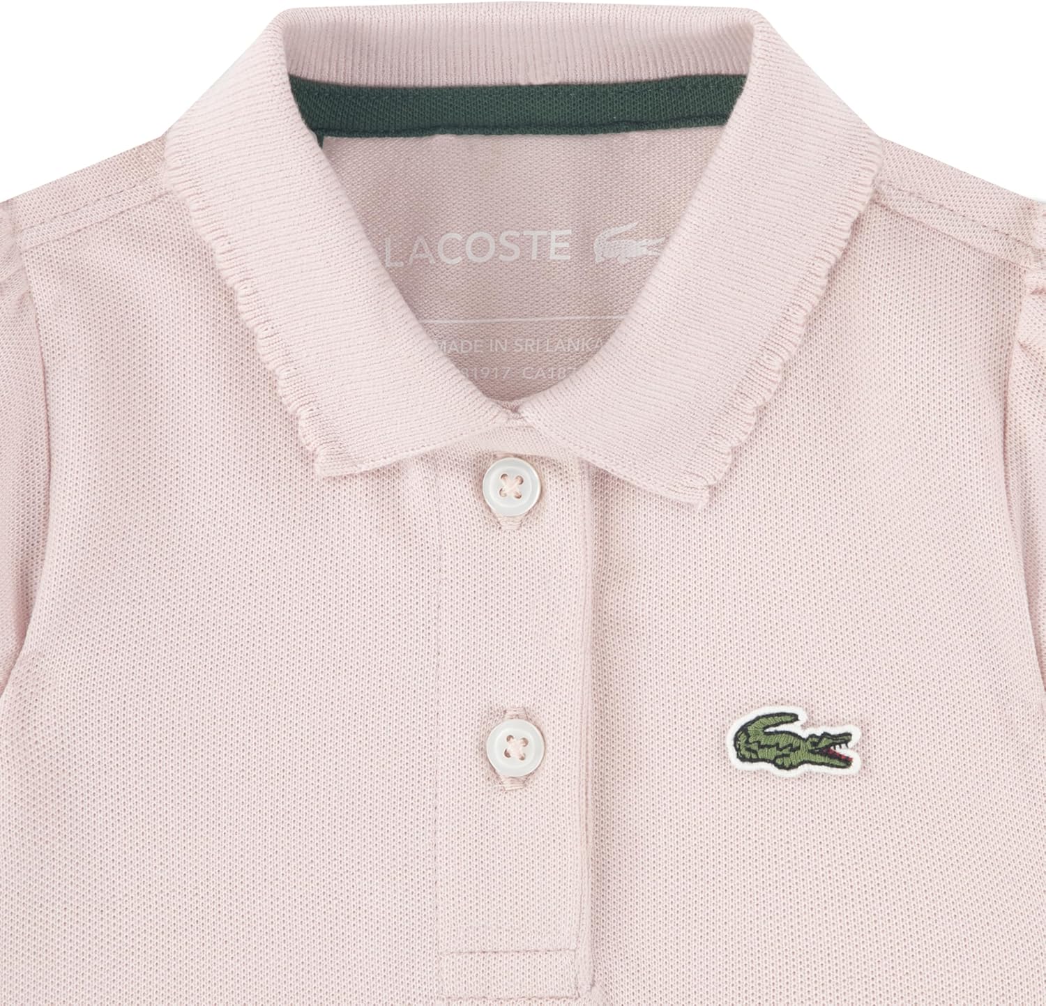 Laceste Unisex Baby Classic Pique Polo Bodysuit Lacoste, Light Pink/Ruffle — фото 4
