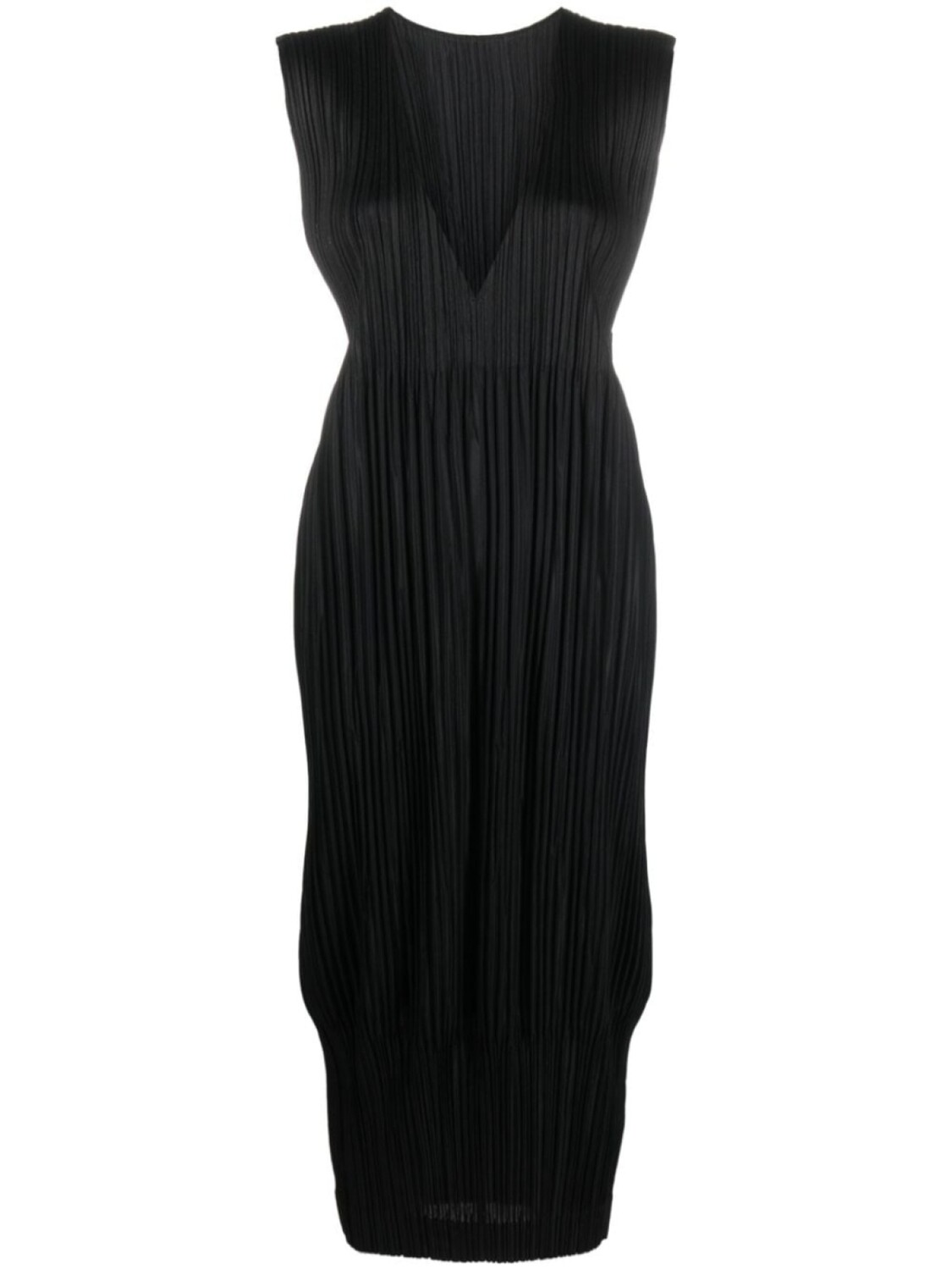 

Pleats Please Issey Miyake плиссированное платье с V-образным вырезом, черный