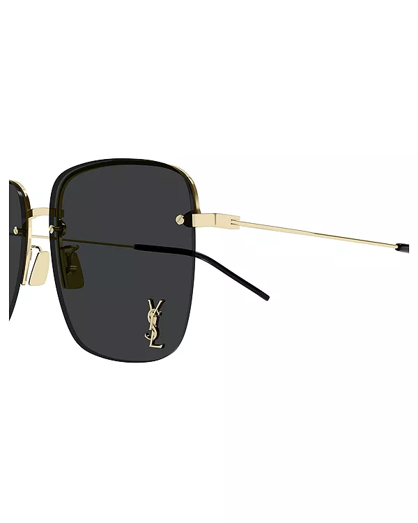 Квадратные солнцезащитные очки без оправы, 58 мм Saint Laurent, золотой — фото 4