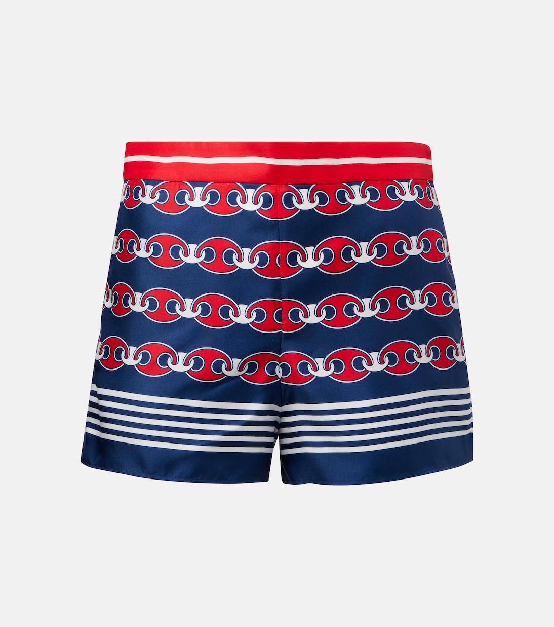 

Шелковые шорты с принтом Gucci, Blue/Red/Mc