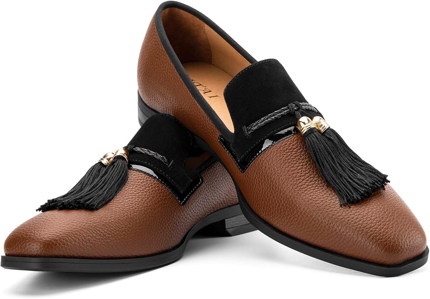 

Мужские винтажные бархатные лоферы с вышивкой, элегантные лоферы без застежки, тапочки-лоферы с кисточками Jitai, коричневый