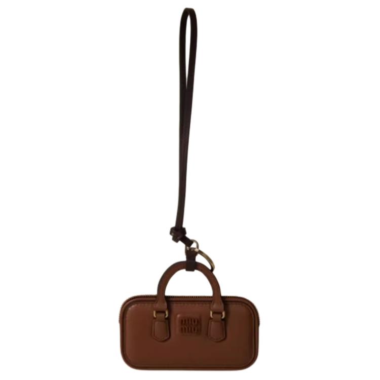 

MIU MIU Кожаный брелок для сумки женский коньяк, Cognac