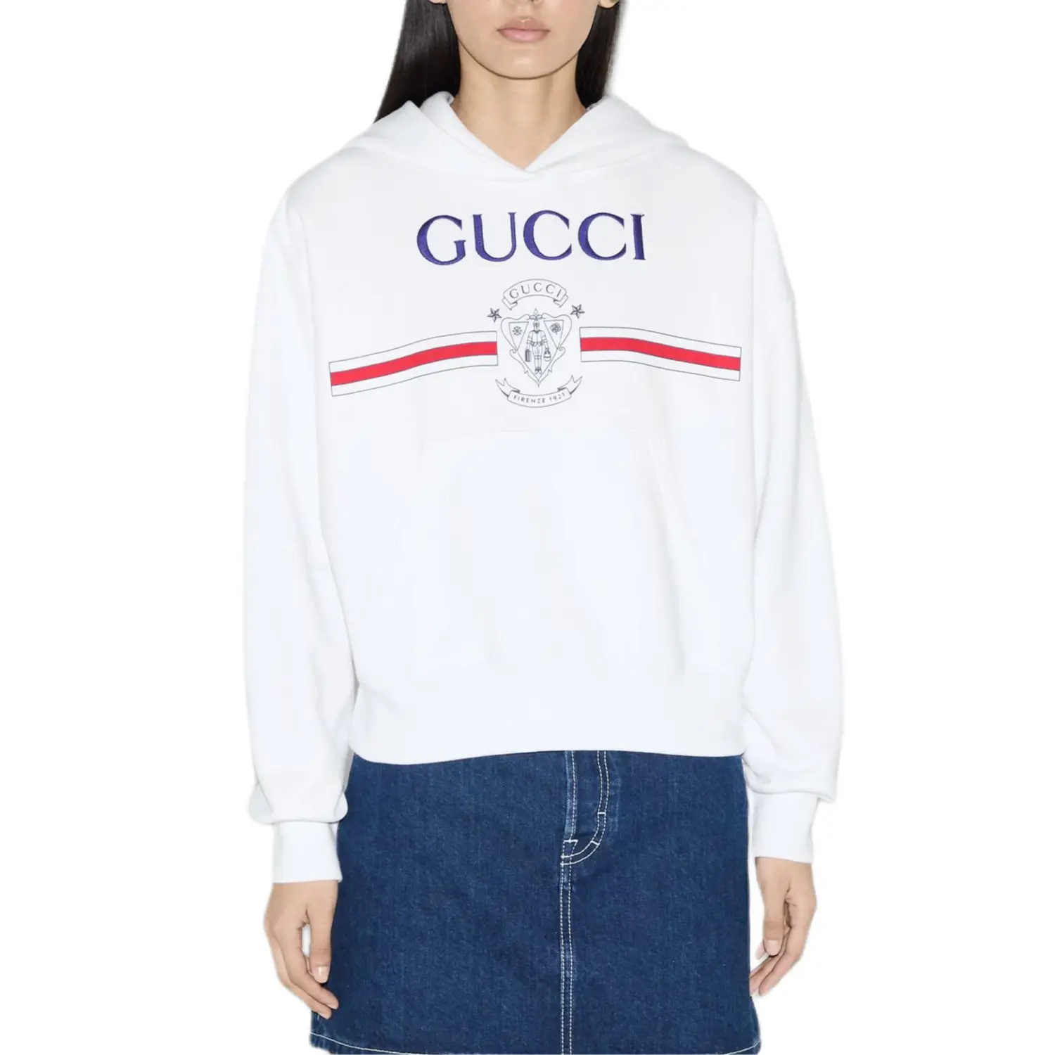 Толстовка Gucci Женская с капюшоном, средней плотности ткани, белый — фото 4