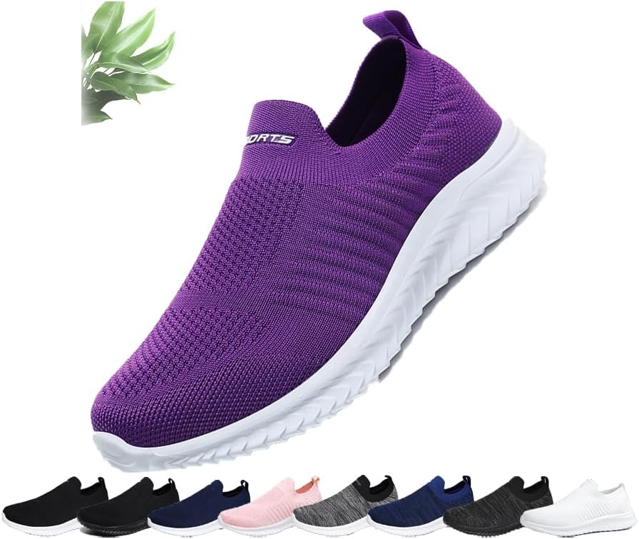 

Женские и мужские кроссовки-носки для ходьбы, дышащие, вязаные, для тенниса и тренажерного зала, без шнурков, повседневные, с сеткой, комфортные, легкие, противоскользящие Generic, фиолетовый