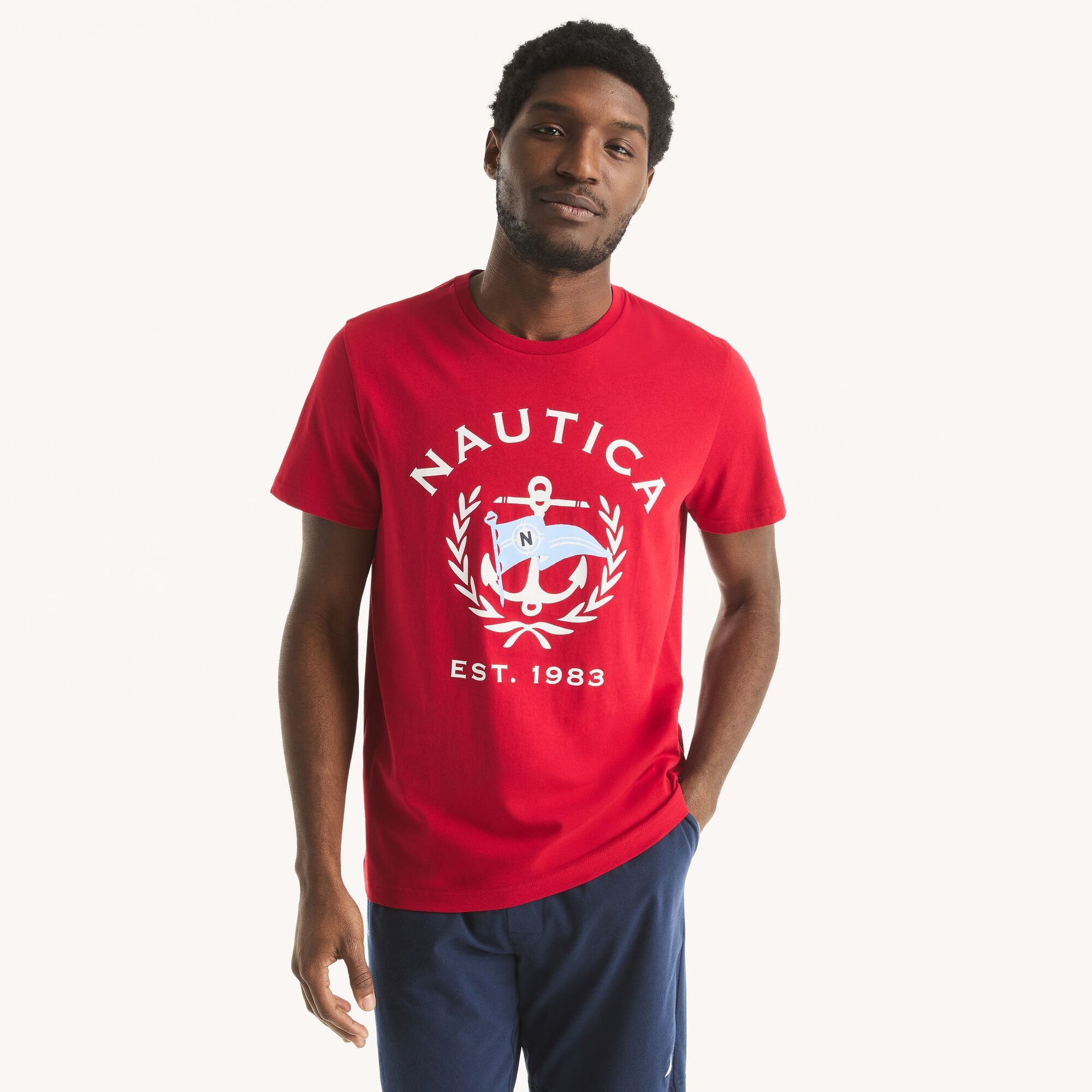 

Футболка мужская Nautica с рисунком якоря, цвет nautica red