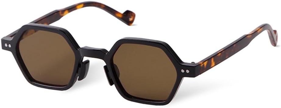 

Винтажные солнцезащитные очки с заклепками, черепаховая оправа, для женщин и мужчин, ретро, ​​черные с синими линзами, многоугольные солнцезащитные очки Generic, M-132