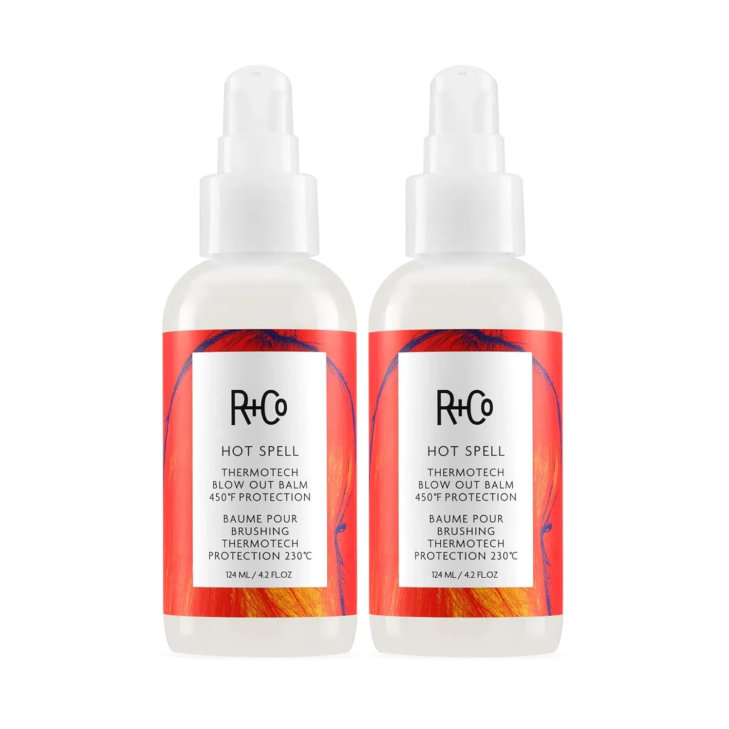 R+Co Hot Spell Thermotech Blowout Balm Deluxe, защита до 450°F, контроль над пушистостью и стойкая укладка, веганский продукт, 30 мл 124 мл (2 шт.)