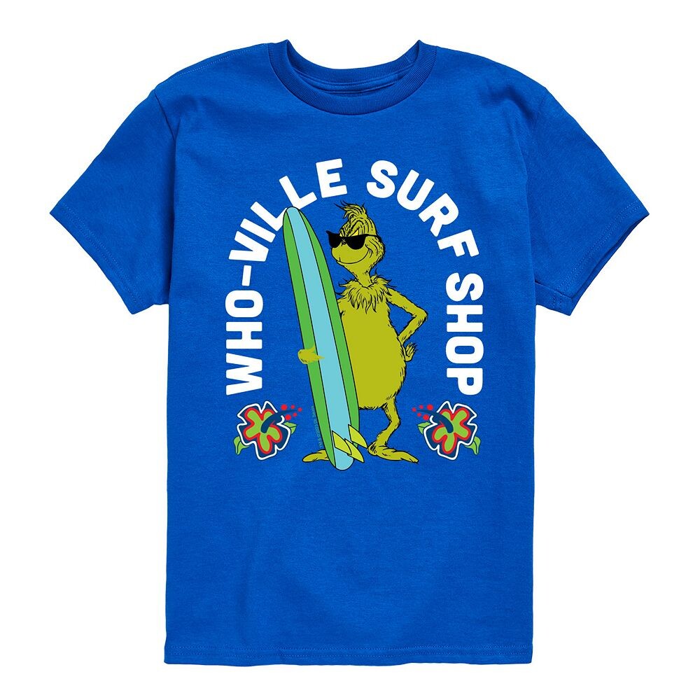 

Футболка с рисунком Who-Ville Surf Shop для мальчиков 8–20 лет «Доктор Сьюз Гринч» Licensed Character, синий