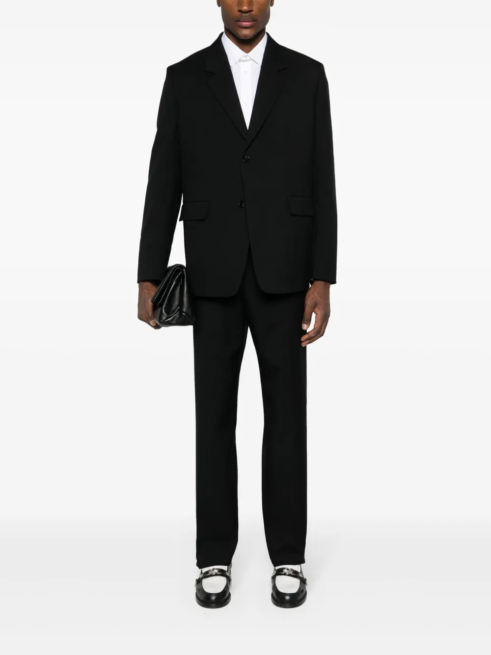 Шерстяной костюм с однобортным пиджаком JIL SANDER, черный — фото 2