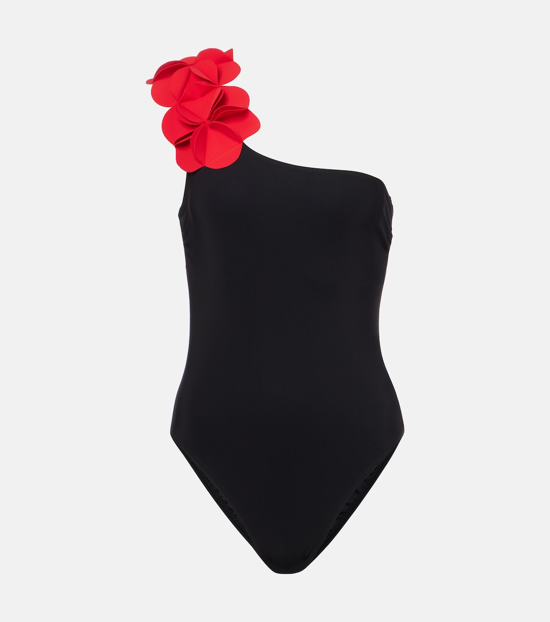 

Купальник Tess с цветочными аппликациями на одно плечо Karla Colletto, Black / Cherry