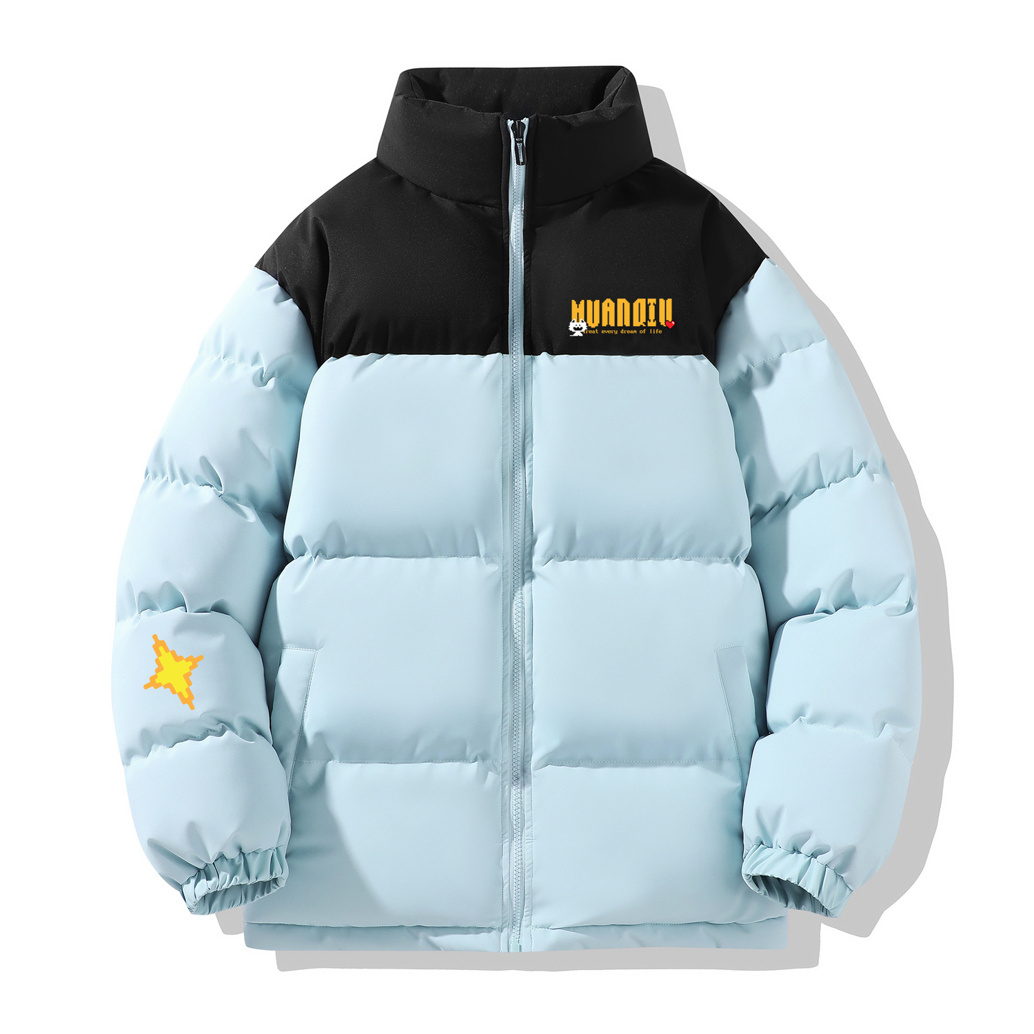 

Пуховик Unisex Stand Collar Thickened Patchwork HUANQIU, светло-синий