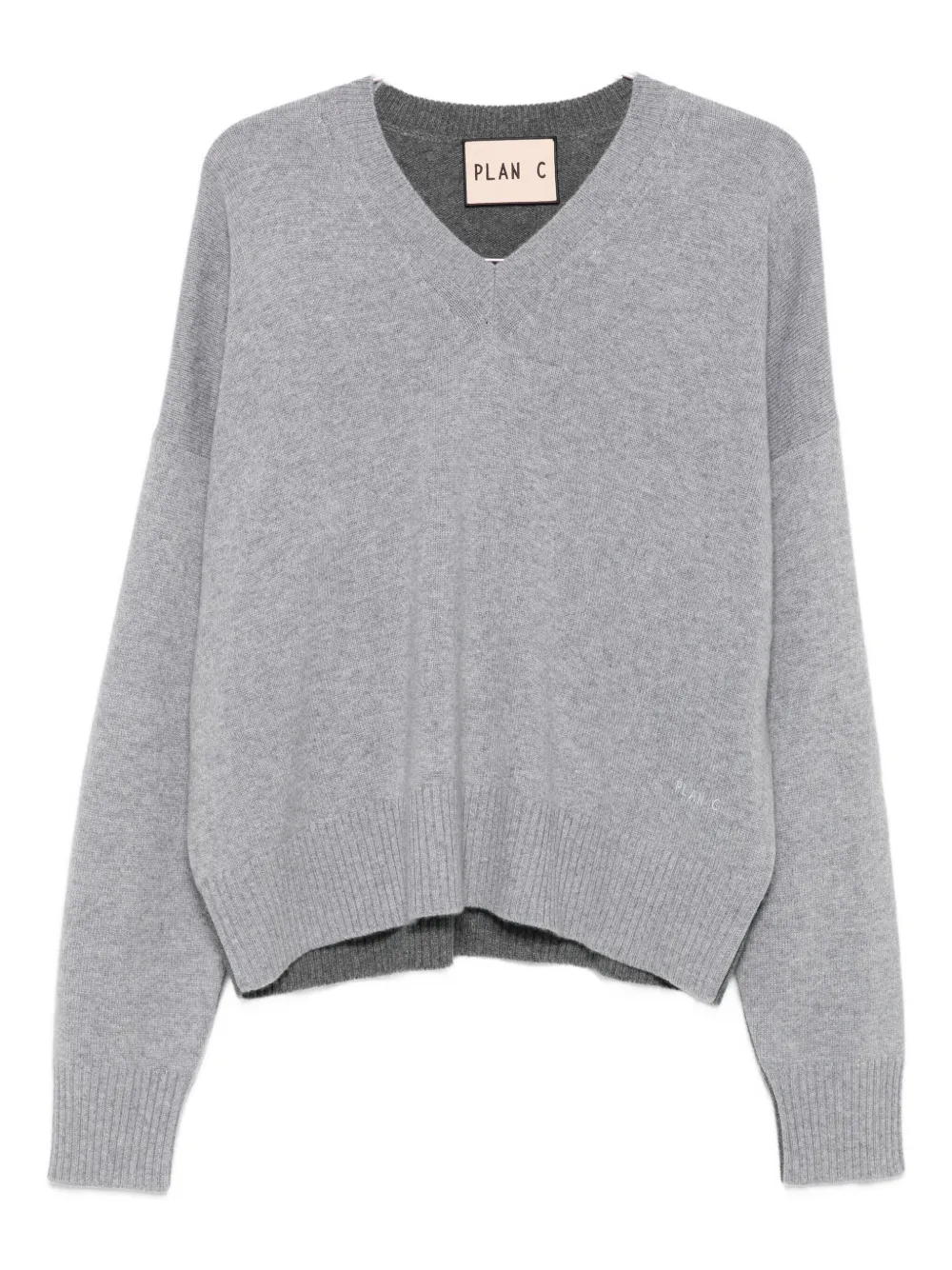 

Свитер с V-образным вырезом Plan C, серый