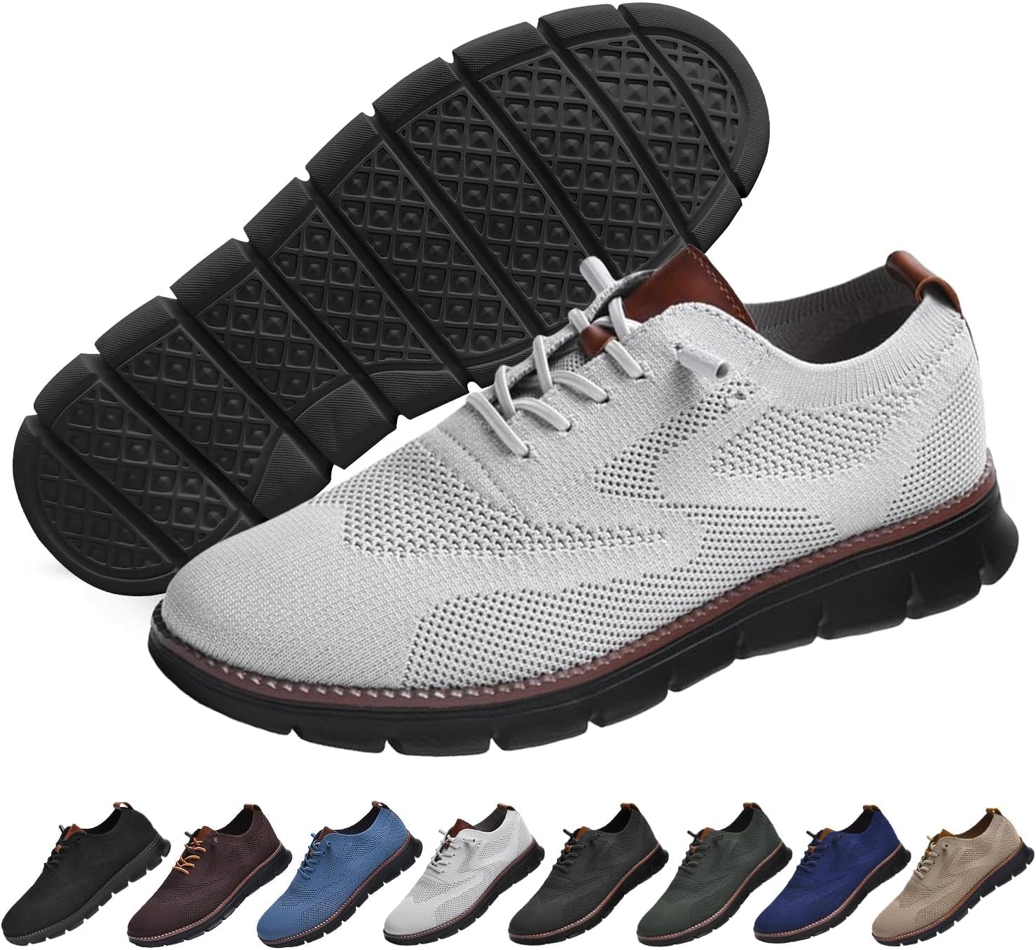 

Мужская повседневная обувь Бизнес-кэжуал Дышащие лоферы На шнуровке Легкие кроссовки для ходьбы Обувь Breeze Оксфорды Eleton, черный/серый