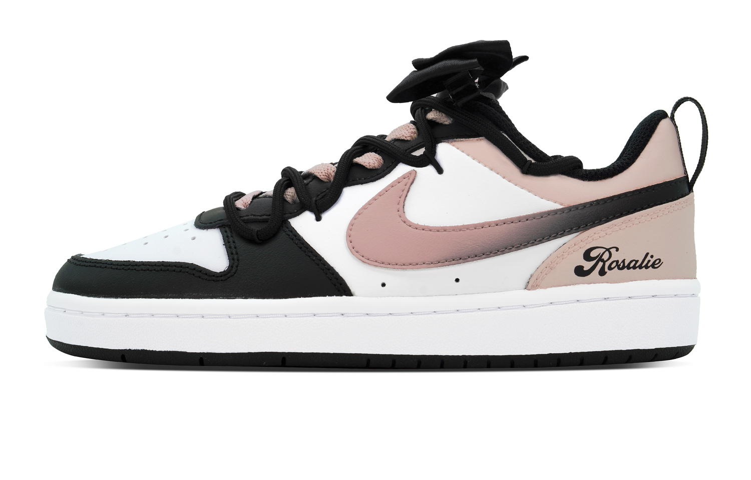 

Кроссовки для скейтбординга Court Borough подростковые Nike противоскользящие износостойкие низкие черно-розовые