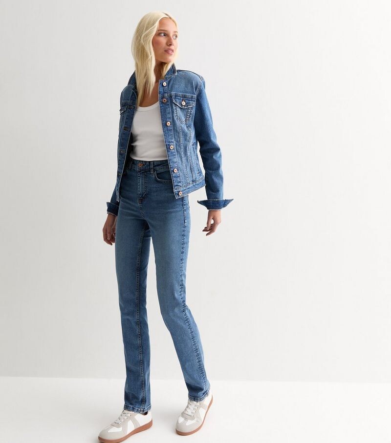 

Высокие синие узкие джинсы из эластичного денима New Look, синий