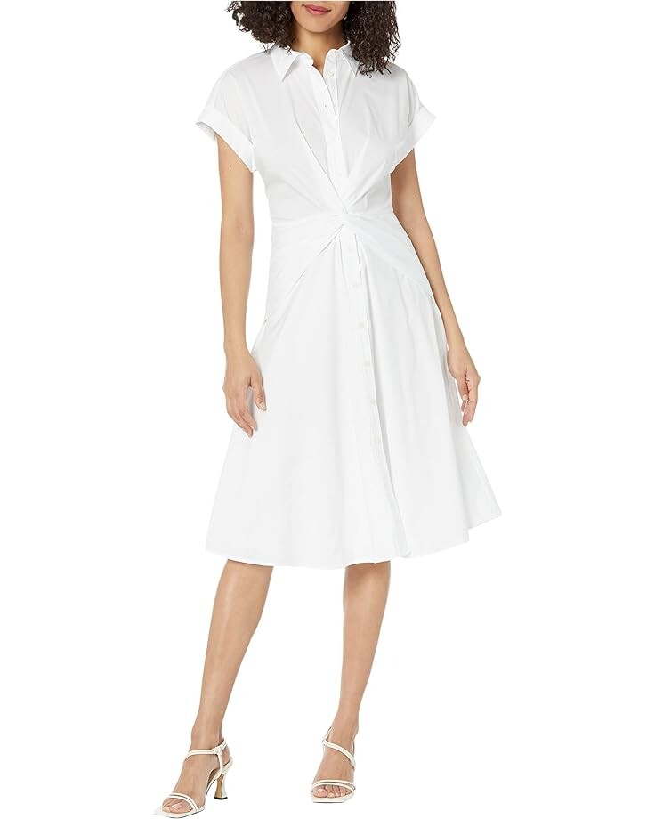 

Платье LAUREN Ralph Lauren Twist-Front Cotton-Blend Shirtdress, белый