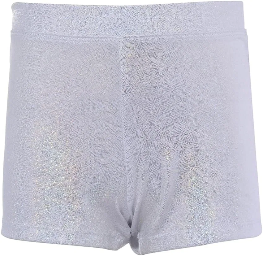 ZIZI Aosva Little Big Girls' Sparkle Dance Tumbling Athletic Gymnastics Short 2-14Years, серебро — фото 3