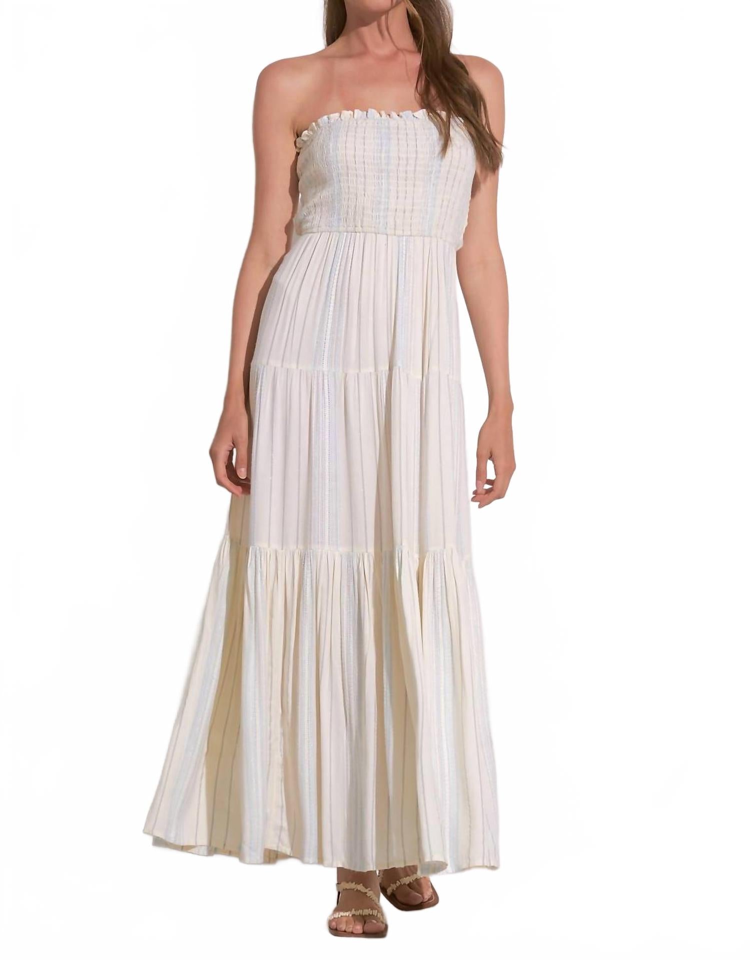 

Платье «Ария» в полоску цвета слоновой кости Elan, Ivory Blue Stripe